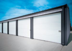 White commercial garage doors
