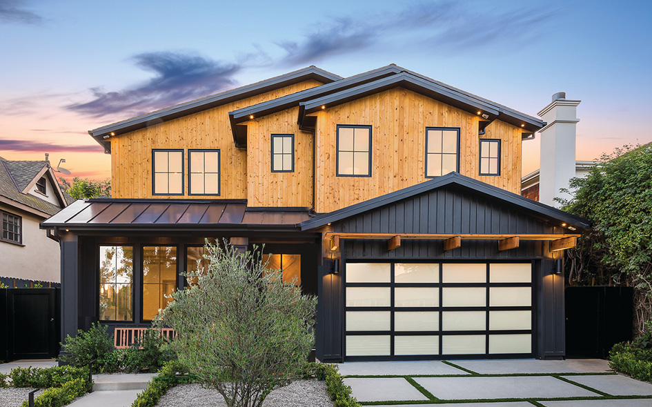 Modern aluminum garage door satin black glass